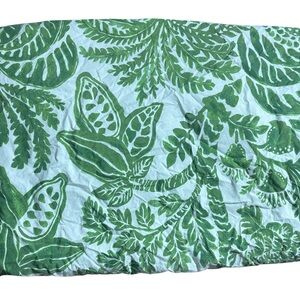 Pottery barn king/cal king Rae tropical duvet cover cotton white/green abstract